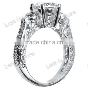 New 925 Silver cz Three Stone Ring ,engagement Ring Set thumbnail-3