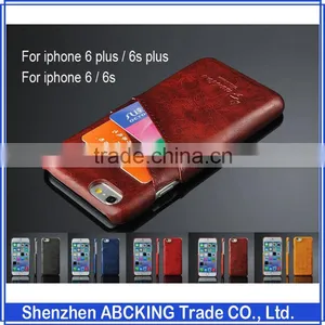 High Quality Oil-wax Leather With Card Slot Leather Back Cover Cases For IPhone 6 / 6s 4.7'' For IPhone 6 6s / Plus 5.5 thumbnail-1