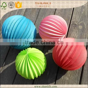 Wedding Decorations 8" Green Accordion Paper Lanterns thumbnail-3