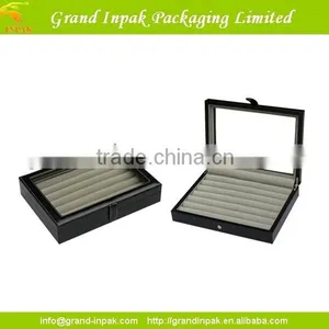 LEATHER CUFFLINK GIFT STORAGE BOX WITH GLASS WINDOW thumbnail-1