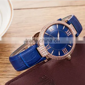 Hot Sale Lady Leather Crystal Wrist Watch With Fashion Style thumbnail-2
