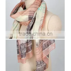 European Style Scarf,Eiffel Tower Printing Scarf,vintage Design Fashion Scarf thumbnail-2