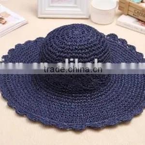 2016 Fashion Beach Hot Sale Young Girl Raffia Straw Hat Factory Direct Latest Cheaper OEM Raffia Straw Hat Wholesale thumbnail-2
