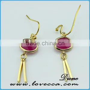 New Arrival Jewelry Simple 18k Gold Earrings Designs With Green Glass Stone thumbnail-4