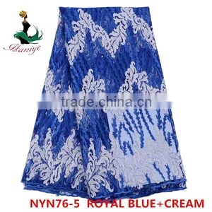 2016 Wholesale Embroidery Tulle Lace Fabric Nigerian French Net Lace for Wedding Dreeses /NYN76 thumbnail-5