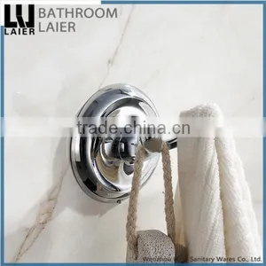 Luxury Bathroom Design Zinc Alloy Chrome Finishing Bathroom Accessories Wall Mounted Double Robe Hook thumbnail-1