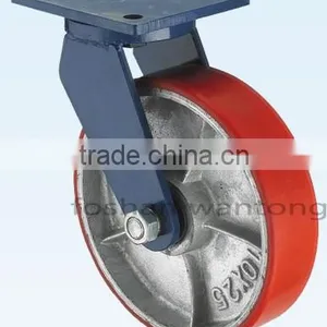 5 Inch Top Plate PU Wheel Double Bearing Fixed Hardware Casters thumbnail-3