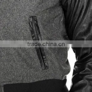 2015 Latest Style College Jacket / Varsity Jacket Wool With Leather Sleeve thumbnail-2