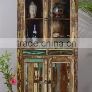 Recycled Wood Glass Cabinet thumbnail-1