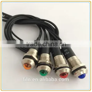 12mm Panel Mounting Hole LED Pilot Indicator 24vdc With Wire Leading thumbnail-1