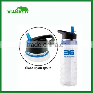 Plastic Sports Water Bottle With Straw thumbnail-1