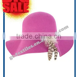 New Hot Product for 2014 Fashion Women Promotional Party Felt Hat Wide Brim With Fur thumbnail-1