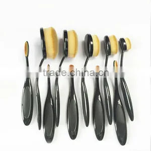 2016 New Professional 10 Pcs Soft Oval Toothbrush Design Makeup Brush Brush Makeup Cosmetics Tool Sets Foundation Brushes thumbnail-4