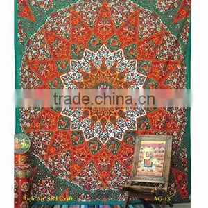Tapestry Twin Bedspread Cotton Printed Single Dorm Bed Cover Manufacturing Tapestries India Exporter Wall Decor thumbnail-1