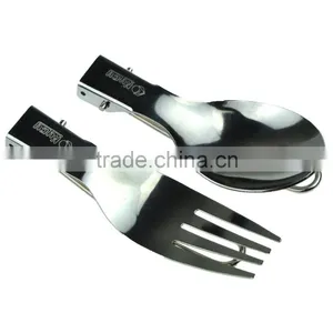 Hot Sale High Quality Stainless Steel Foldable Spoon Fork Set for Outdoor Camping Hiking Picnic thumbnail-1