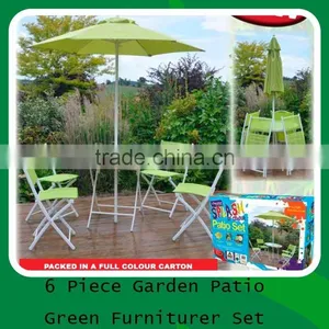 6 Piece Garden Patio Furniture With 4 Folding Chairs & 1table & Parasol thumbnail-4