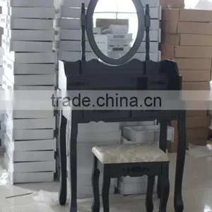 French Style Dressing Table With Mirror and Stool thumbnail-2