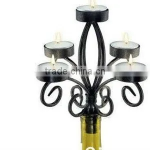 Romantic Novelty Design Fashion Black Metal Wine Bottle Candelabra/best Seller Wedding Candlestick/ Economic Candle Holder thumbnail-5