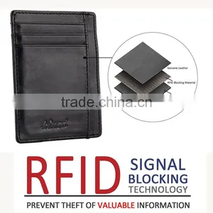 TIANHOOO Black 100% Soft Sheepskin Genuine Leather Credit Card Holder thumbnail-3
