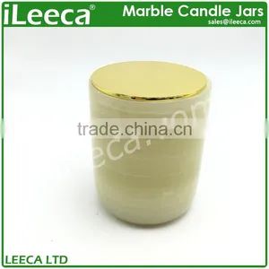 Nature Marble Stone Candle Jar With Various Colors Copper Lid thumbnail-2