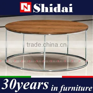 Modern Round Wood Top Metal Finished Living Room Accent Coffee Table TA-826L thumbnail-1