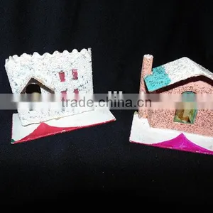 1950s Set of 3 Mica Christmas Houses (One Church) thumbnail-4