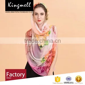 Custom Chinese Supplier' Digital Printing Silk Georgette Hijab Scarf Women Scarf thumbnail-1