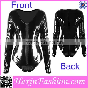 Wholesale Newest Shiny Sexy Dress Club Wears Sexy Leather Babydoll Dress thumbnail-1