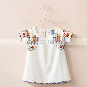 T Shirts Baby With Embroidery Sleeve and Blue Colour Wave Lacework thumbnail-1