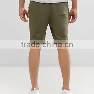 High Quality Cheapest New Design Custom Drawstring Waist Side Zip Pocket 100% Cotton Breathable Jersey Green Men's Sweat Shorts thumbnail-2