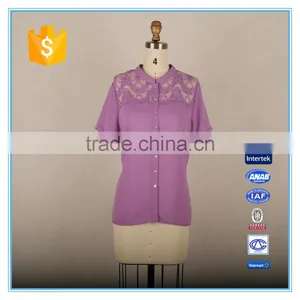 Ladies Lace Elegant Formal Shirt for Short Sleeves thumbnail-1