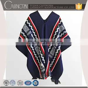 2016 Geometric Pattern Light Soft Warm Stylish Wool New Unisex Poncho thumbnail-1