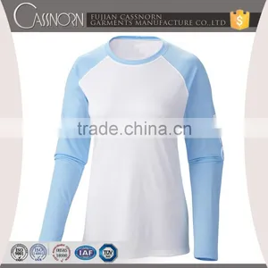 Wholesale Breathable Long Sleeve Polyester Two Tone T-shirt for Woman thumbnail-1