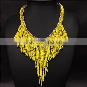 Express Tassel Resin Plastic Beads Multicolor Statement Necklace Jewelry thumbnail-5