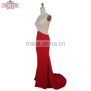Red Halter Beading Formal Evening Dress thumbnail-2