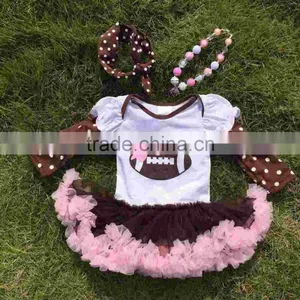 Football Dress New Design Ruffle Dress Clothes Pink Veil Cute Children's Kids Clothes With Matching Necklace and Headband thumbnail-1