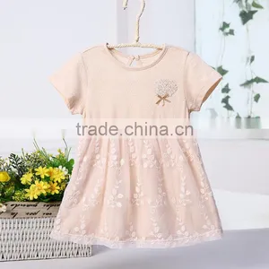 Wholesale 100% Natural Cotton Baby Girls Princess Dress Short Sleeves Summer Casual Style thumbnail-1