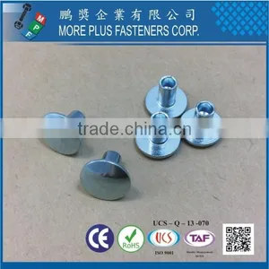 Made in Taiwan Carbon Steel C1006 Zinc Plated CR6+ Wax Oval Head Decorative Semi Tubular Rivets thumbnail-6