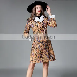 B40991A 2017 New Fashion Women Clothing Suede Long Printing Coat thumbnail-2