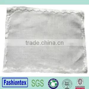 Plain White Square Linen Cocktail Napkins With Hemstitch Border thumbnail-1