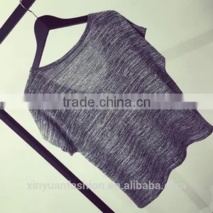 Loose Knitted t Shirt Wholesale China v Neck Women t Shirt thumbnail-5