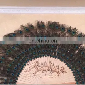 160cm-170cm Large Decorative Natural Peacock Feather Fan for Party Hang on the Wall thumbnail-1