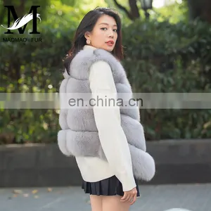Women's 100% Real Genuine Fox Fur Sleeveless Vest Waistcoat Fur Gilet thumbnail-3