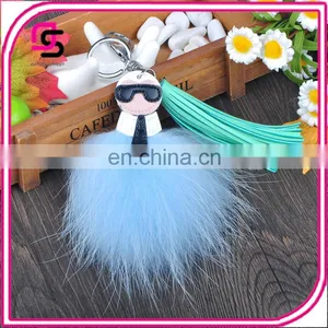 Double Faced Car Keychain Fox Fur Ball Bag Pendant thumbnail-1