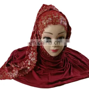 2-Way Style Maroon Color Designer Stoles 2017 / Womens Party Wear Scarf 2017 / Ladies Casual Wear Hijab Scarves (scarves Scarf) thumbnail-3