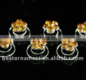 Bridal Purple Flower Crystal Hair Twists thumbnail-1