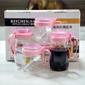 4 Pcs Glass Oil Can Set Oil Carafe Decanter for Kitchen,Glass Olive Oil Bottle thumbnail-4