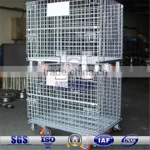 Stacking and Folding Wire Container With Wheel thumbnail-1