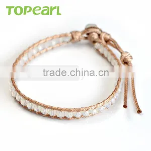 Topear Jewelry 3pcs 2016 White Crystal Handmade Single Wrap Bead Bracelet CLL10 thumbnail-1