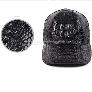 Leather Hats Men's Trendy Peaked Caps Autumn And Winter Crocodile Leather Outdoor Shade Fashion Baseball Caps Travel Sun Protection Caps thumbnail-1
